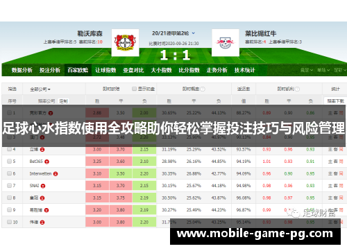 足球心水指数使用全攻略助你轻松掌握投注技巧与风险管理